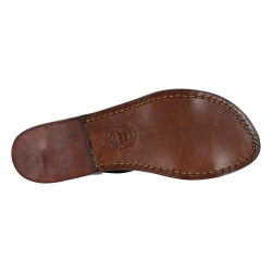 Sandale pour famme artisanales en cuir marron foncé