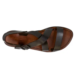 Brown leather women's sandals handmade in Italy