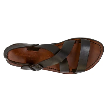 Dunkelbrauner Franziskaner-Ledersandalen für Damen in Italien von Handgefertigt