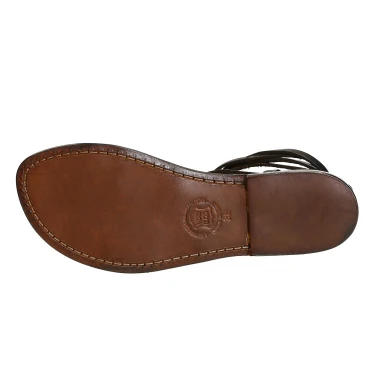 Handmade lace-up gladiator sandals in brown calf leather