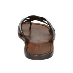Tongs Gianluca - L'artigiano del cuoio nu-pieds homme en cuir travaillé à la main