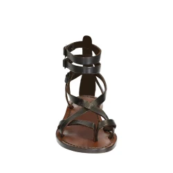 Handmade in Italy womens slave sandals in dark brown leather
