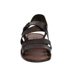 Hechos a mano en Sandalias mens Italia en cuero marrón oscuro