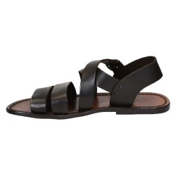 Handmade in Italy mens sandals in dark brown leather
