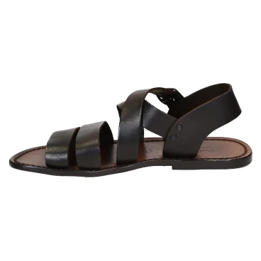 Handmade in Italy mens sandals in dark brown leather
