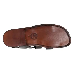 Hechos a mano en Sandalias mens Italia en cuero marrón oscuro