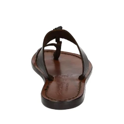 Hand gefertigte Riemchen-Sandalen für Frauen aus dunkelbraunem Leder