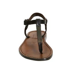 Hand gefertigte italienische Sandalen aus dunkelbraunem Leder