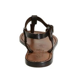 Hand gefertigte italienische Sandalen aus dunkelbraunem Leder