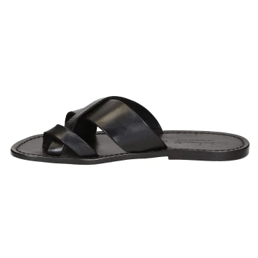 Handmade in Italy black leather mens slades braid around the big toe