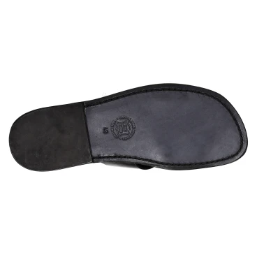 Handmade in Italy black leather mens slades braid around the big toe