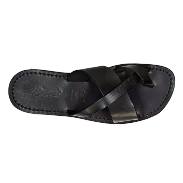 Handmade in Italy black leather mens slades braid around the big toe