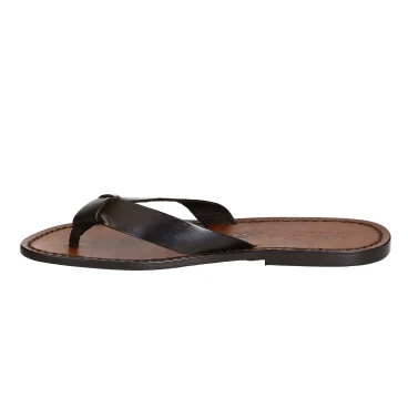 Handmade leather thongs for men with leather sole