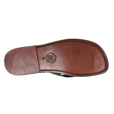 Handmade leather thongs for men with leather sole