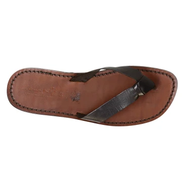 Handmade leather thongs for men with leather sole