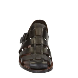 Hecho a mano en Italia mens sandalias Franciscanas en cuero marrón oscuro