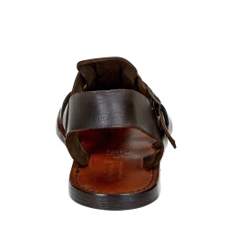 Hecho a mano en Italia mens sandalias Franciscanas en cuero marrón oscuro
