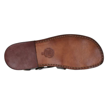 Franziskaner-Sandalen für Herren aus dunkelbraunem Leder in Italien von Hand gefertigt