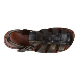 Handmade in Italy mens Franciscan sandals in dark brown leather