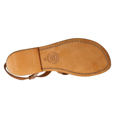 Hecho a mano en Italia womens esclavo sandalias en cuero de cuero vintage