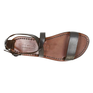 Womens sandals in Dark Brown Leather handmade in Italy