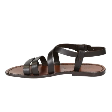 Handmade in Italy mens dark brown leather Franciscan sandals