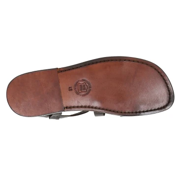 Handmade in Italy mens dark brown leather Franciscan sandals