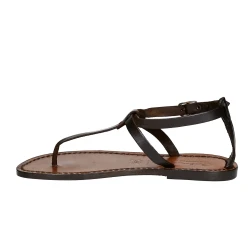 Damen-Riemchen-Sandalen aus dunkelbraunem Leder in Italien von Hand gefertigt