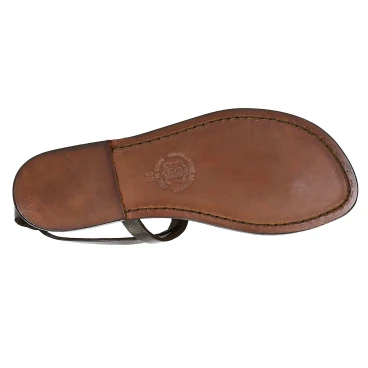 Womens thong sandals in Dark Brown Leather handmade in Italy