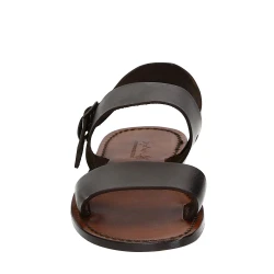 Hand gefertigte Herren-Sandalen aus dunkelbraunem Leder aus Italien