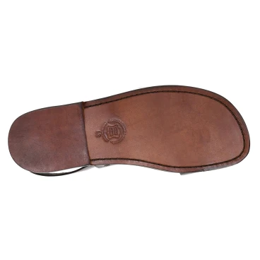 Handmade mens sandals in dark brown leather made in Italy
