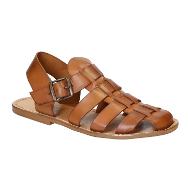 Sandale homme cuir travaillé à la main en Italie coulor cuir