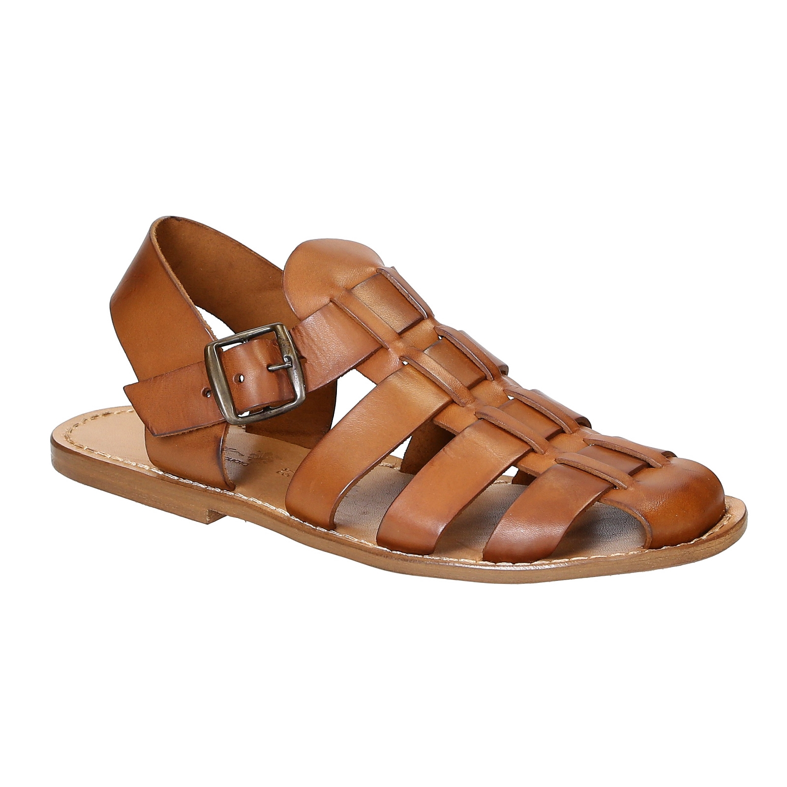 Mens sandalias hechas a mano en cuero vintage cuero hecho a mano en Italia