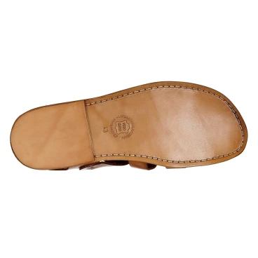 Sandale homme cuir travaillé à la main en Italie coulor cuir