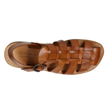 Mens sandalias hechas a mano en cuero vintage cuero hecho a mano en Italia