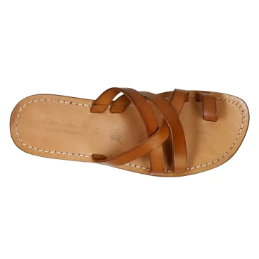 Tongs homme en cuir vieilli travaillés à la main en Italie