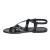Womens black strappy sandals handmade in cuir leather