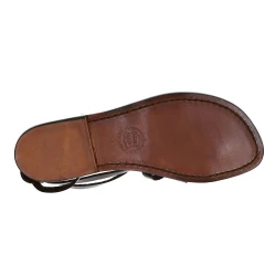 Sandalias gladiador marrón oscuro para las mujeres reales de cuero hecho a mano en Italia