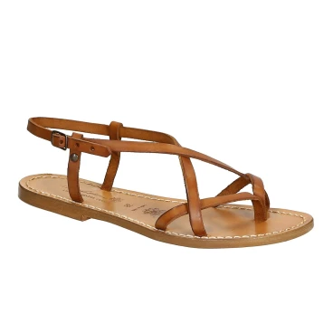 Damen Sandalen aus Leder im Vintage-Look in Italien von Hand gefertigt