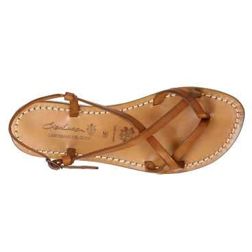 Damen Sandalen aus Leder im Vintage-Look in Italien von Hand gefertigt