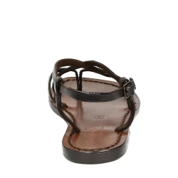 Hand gefertigte Damen-Sandalen aus dunkelbraunem Leder aus Italien