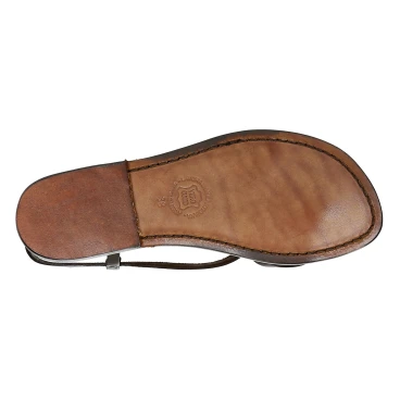 Ladies handmade sandals in dark brown leather Made in Italy