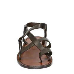 Handgemachte Herren-Sandalen aus dunkelbraunem Leder