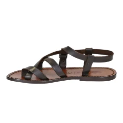 Sandalias de los hombres hechos a mano en cuero marrón oscuro