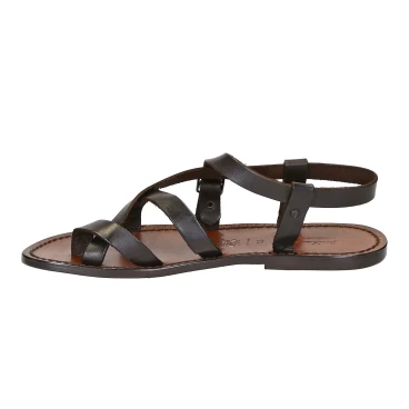 Handmade men's sandals in dark brown leather