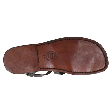 Handmade men's sandals in dark brown leather