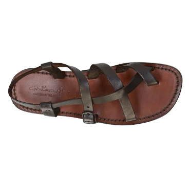 Handmade men's sandals in dark brown leather