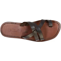 Tongs homme cuir marron travaillés à la main en Italie