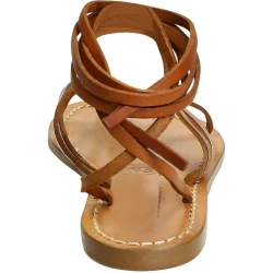 Sandali alla schiava donna artigianali in pelle color cuoio antico