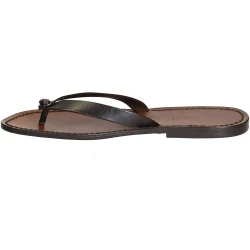 Sandalias de cuero marrón oscuro tangas para hombres hecho a mano